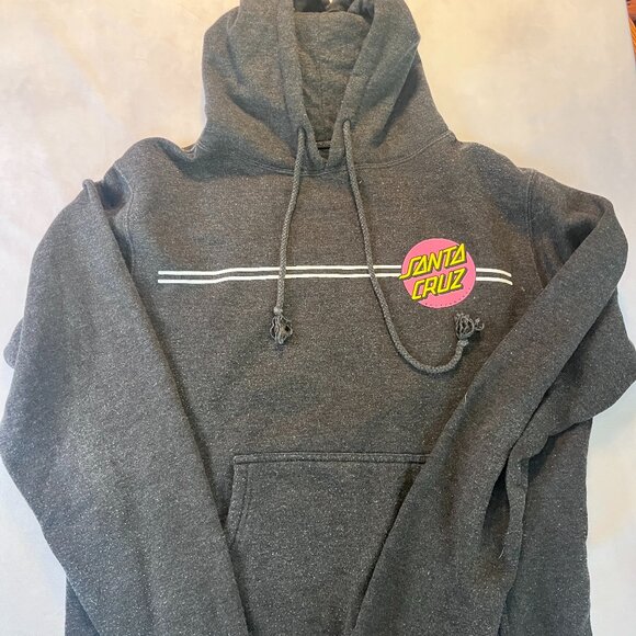 Tops - Santa Cruz Heather Grey Pullover Hoodie Pink & Orange Logo Graphic